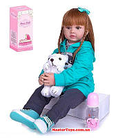 Кукла Реборн висота 57 см, мягкотелая, аксессуары, мягкая игрушка, в коробке