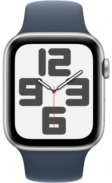 Apple Watch SE 2 GPS 44mm Silver Aluminium with Storm Blue Sport Band M/L MREE3 UA