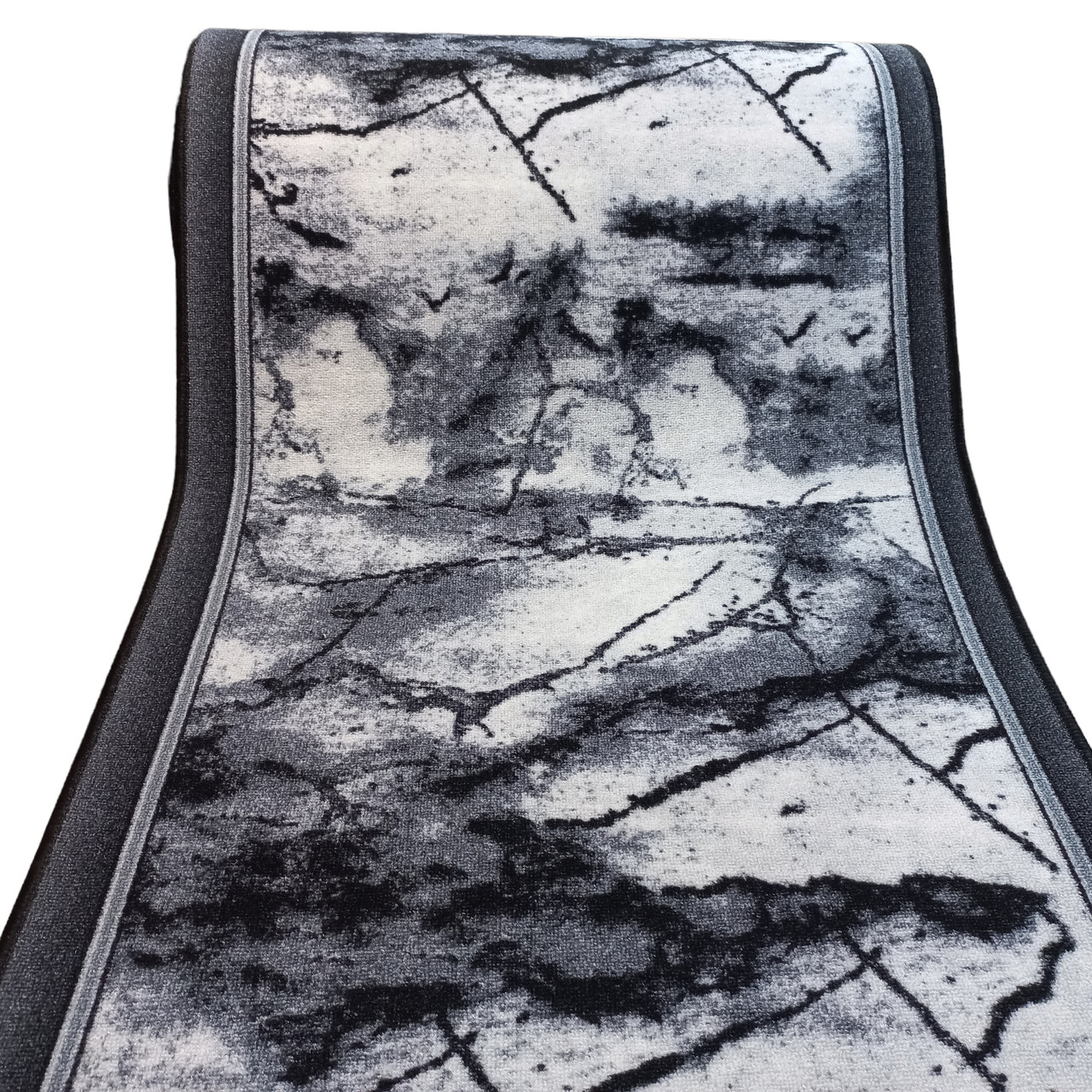 Килимова доріжка Dinarsu Marmur Grey 1 сіра шириною 100 см (ціна за пог.м)