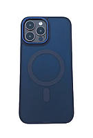 Чохол темно синій матовий з MagSafe для айфон 15 про