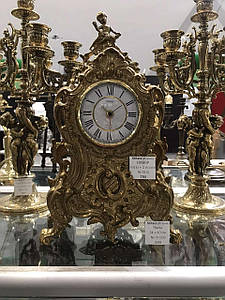 Набір "Часи (24,5х42 см) + два канделябра (12х41 см)" з латуні Stilars Італія 1813