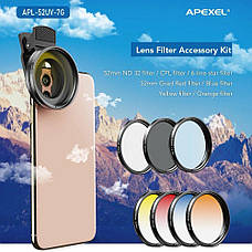Фільтри лінзи Apexel 52 мм для смартфона 7 в 1 (APL-52UV-7G), фото 5