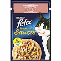 Влажный корм для кошек Феликс Felix Sensations Sauces с лососем в соусе и вкусом креветок 85 г