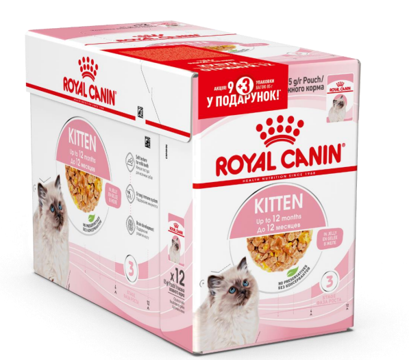 Royal Canin Kitten (шматочки в желе) 85г*12шт паучи для кошенят