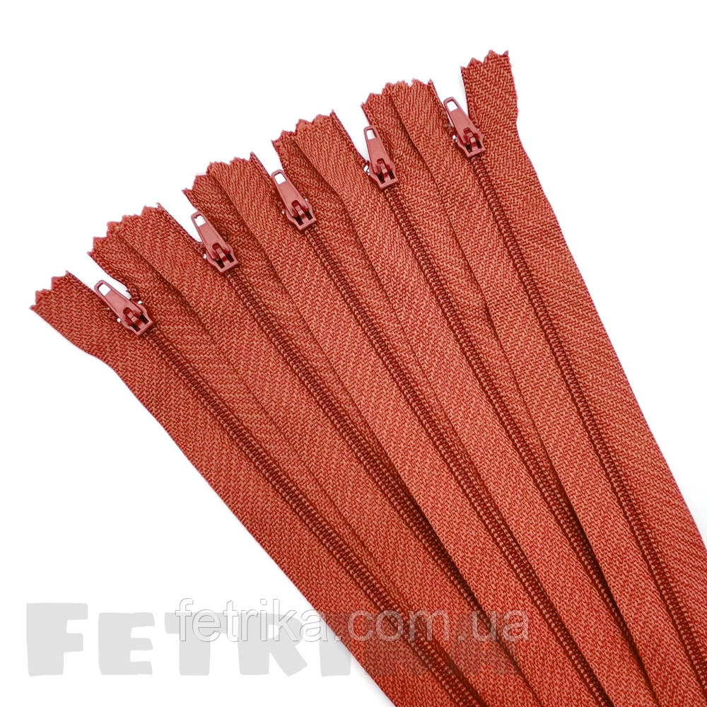 Блискавка спіральна спіднична 18 см, ТЕРАКОТОВА. ТИП-3, фото 1