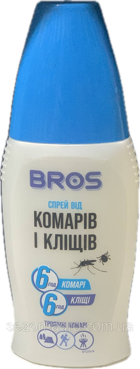 Спрей від комарів та кліщів Bros, захист до 6 годин, 50 мл