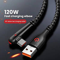 Угловой кабель 120 Вт USB Type-C 90 градусов для быстрой зарядки Huawei Mate 40 30 Xiaomi Samsung USB