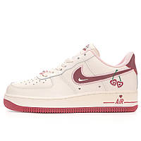 Женские кроссовки Nike Air Force 1 Low Cherry FD4616-161 Valentine's Day, кожаные найк аир форс 1 вишня