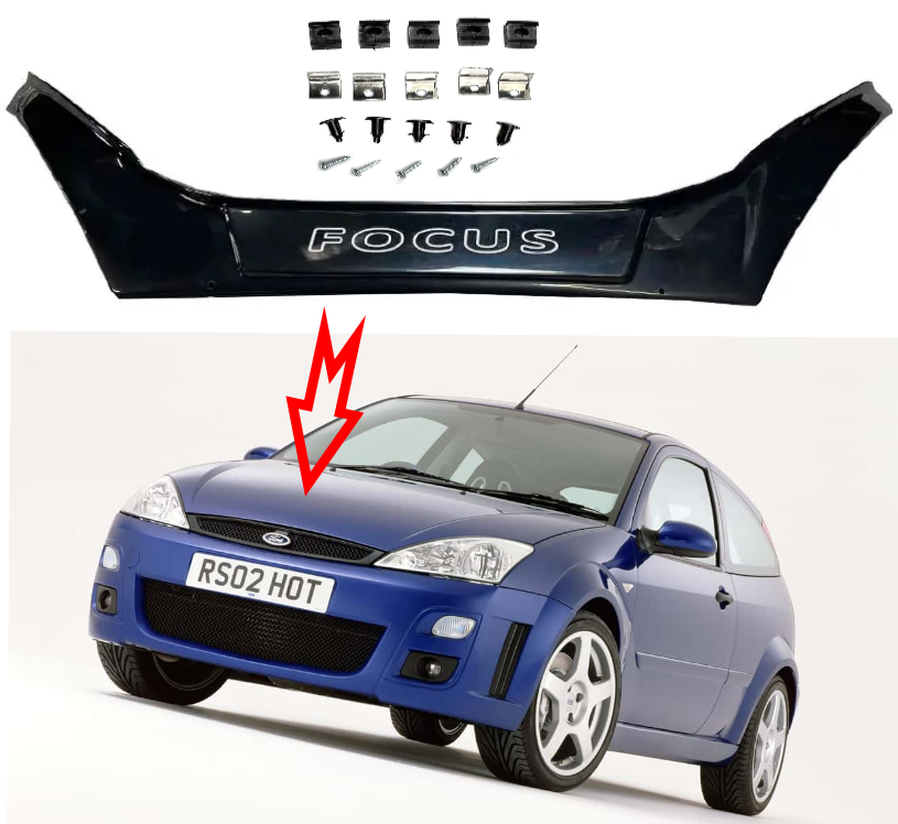 Дефлектор капота на Ford Focus I 1998-2004. Мухобійка на Форд Фокус 1