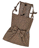 Платье для собак сарафан с кнопками на животе бежевый в горошек