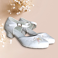 Красивые Белые лаковые туфли на каблуке для девочки 32(21)33(21,5) 34(22)35(22,5),36(23)запас 0,5+