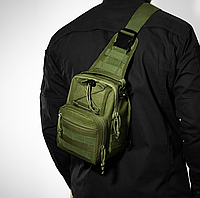 Тактична сумка через плече листоноштин на груди польова для додаткових речей QAZ, Колір: хакі
