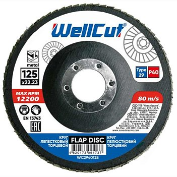 Круг пелюстковий торцевий 125*22,2 т29 WellCut P 40 зачисний