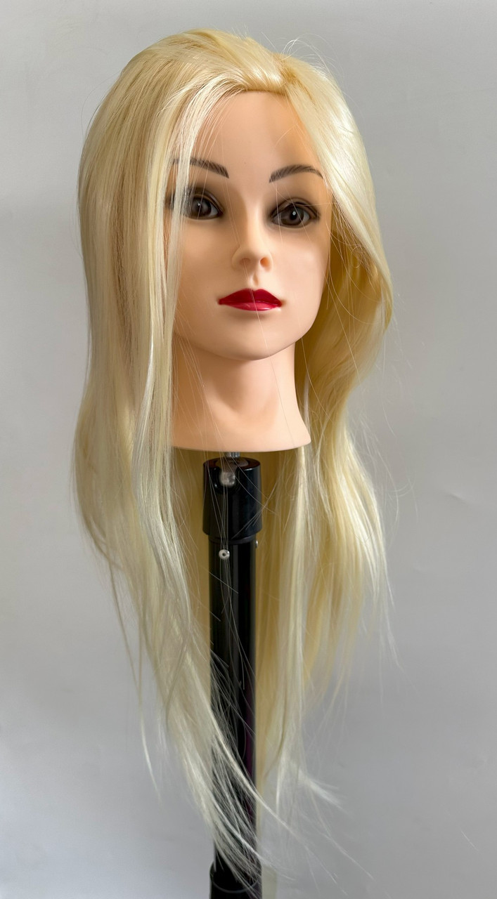 Голова навчальна зі штучним волоссям 60 см 518-613 зі штативом на струбцині, фото 1