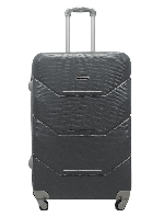 Вместительный большой чемодан на 4 колесах размер L CARBON практичный пластиковый дорожний чемодан серый