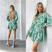 Модна жіноча сукня з відкритою спиною зелена Новинка 2024
