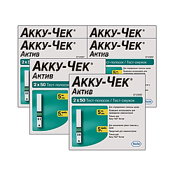 Тест-смужки Акку-Чек Актив 100 штук (Accu-Chek Active) 6 пачок