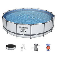 Каркасный бассейн круглой формы Bestway диаметр 457 см, высота107 см || Kilometr+