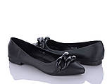Чорні балетки гострий ніс ланцюги 37, фото 2