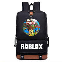 Шкільний рюкзак 42 см "Роблокс" (Roblox) для дітей, чорний водонепроникний ранець в школу для хлопчика