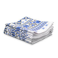 Вафельное полотенце Орнамент синий, 165 г/м2 плотность, 50х70 см, 8 шт./уп., кухонные полотенца