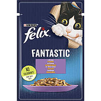 Влажный корм Феликс Felix Fantastic консервы для кошек с ягненком в желе 85 г, Purina