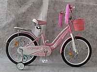 Дитячий велосипед з низькою рамою для дівчаток CORSO NC-20854 "Nice" 20 дюймів з кошиком, рожевий