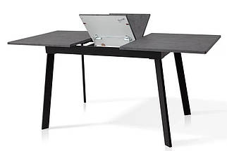 Стіл обідній розкладний Етна 1200(+400)*750 мм МДФ Мрамор темний / метал чорний ТМ Мікс-Меблі, фото 3