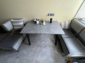 Стіл обідній розкладний Етна 1200(+400)*750 мм МДФ Мрамор темний / метал чорний ТМ Мікс-Меблі, фото 5