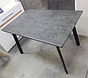 Стіл обідній розкладний Етна 1200(+400)*750 мм МДФ Мрамор темний / метал чорний ТМ Мікс-Меблі, фото 8