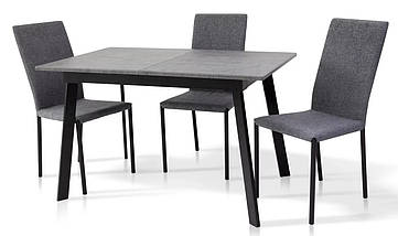 Стіл обідній розкладний Етна 1200(+400)*750 мм МДФ Мрамор темний / метал чорний ТМ Мікс-Меблі, фото 2