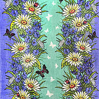 Вафельная ткань набивная Летний сад, ширина 50 см, рулон 50, вафельное полотенце
