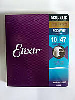 Струны Для Акустической Гитары Elixir 11000 Polyweb 80/20 Bronze Acoustic Custom Light 10/47