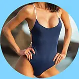 Жіночий купальник синього кольору із зав'язками на спині, фото 7