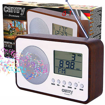 Цифрове радіо  Camry CR 1153 — FM/DAB/DAB+, акумулятор 2000 мА·г, USB, годинник, будильник