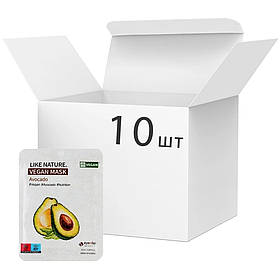 Набір масок для обличчя з авокадо EYENLIP Like Nature Vegan Mask Pack Avocado, 25 мл*10шт