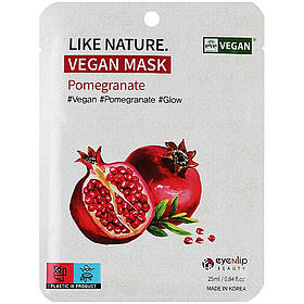 Набір масок для обличчя з гранатом EYENLIP Like Nature Vegan Mask Pack Pomegranate, 25 мл*10шт