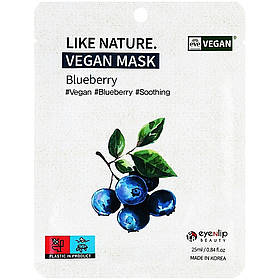 Набір масок для обличчя з чорницею EYENLIP Like Nature Vegan Mask Pack Blueberry, 25 мл*10шт