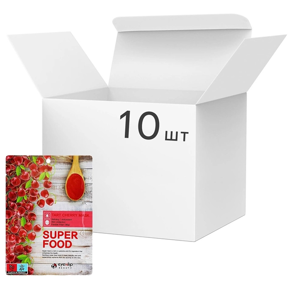 Набір тканинних масок для обличчя з вишнею Eyenlip Super Food Tart Cherry Mask, 23 мл*10шт