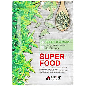 Набор тканевых масок для лица Зеленый чай Eyenlip Super Food Green Tea Mask, 23 мл*10шт