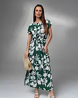 Зеленое длинное платье с разрезами ISSA PLUS