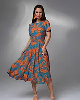 Яркое цветочное платье с короткими рукавами ISSA PLUS
