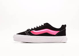 Чорні жіночі замшеві кеди Vans KNU Black Pink White