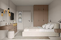 Современный стильный модульный коричневый спальный гарнитур с распашным шкафом 3д Сан Марино