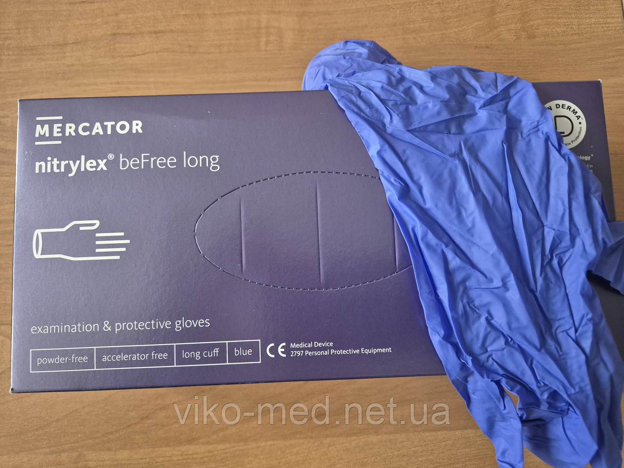 Рукавички нітрилові р.ХL Nitrylex befree Long (ПОДОВЖЕНА МАНЖЕТА) *, фото 1