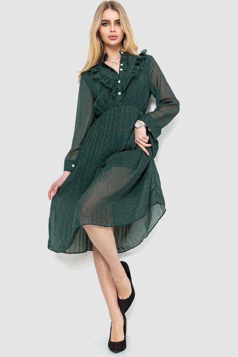 Плаття шифонове в горох, колір зелений, 204R620