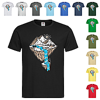 Черная мужская/унисекс футболка С картинкой река и горы (27-31)