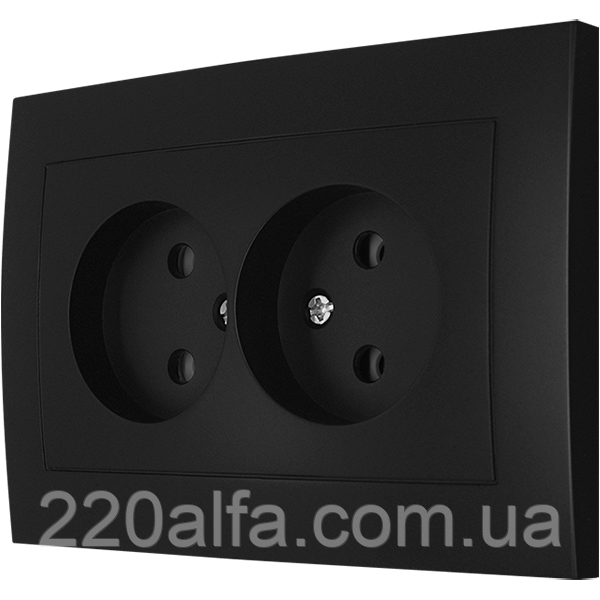 Розетка двомісна серія "IDEAL BLACK" ТМ"MARSHEL"
