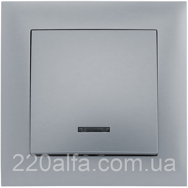 Вимикач одноклавішний з LED підсвічуванням серія "IDEAL SILVER" ТМ"MARSHEL"