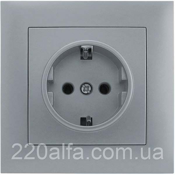 Розетка одномісна з заземленням серія "IDEAL SILVER" ТМ"MARSHEL"